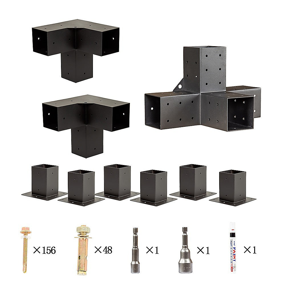 Canopies & Gazebos: Roof Pergola Gazebo Shed Matte Black Steel Brackets DIY Kits
