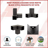 Canopies & Gazebos: Roof Pergola Gazebo Shed Matte Black Steel Brackets DIY Kits