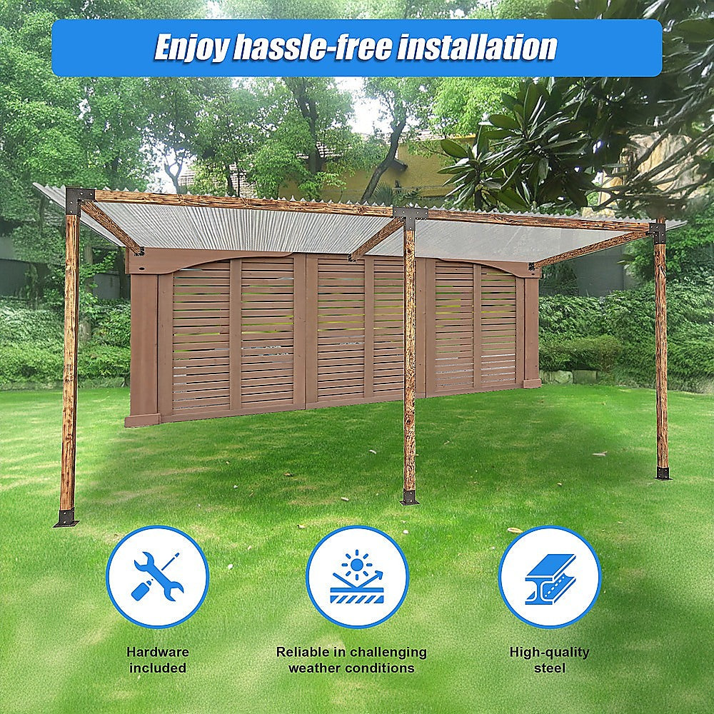 Canopies & Gazebos: Roof Pergola Gazebo Shed Matte Black Steel Brackets DIY Kits
