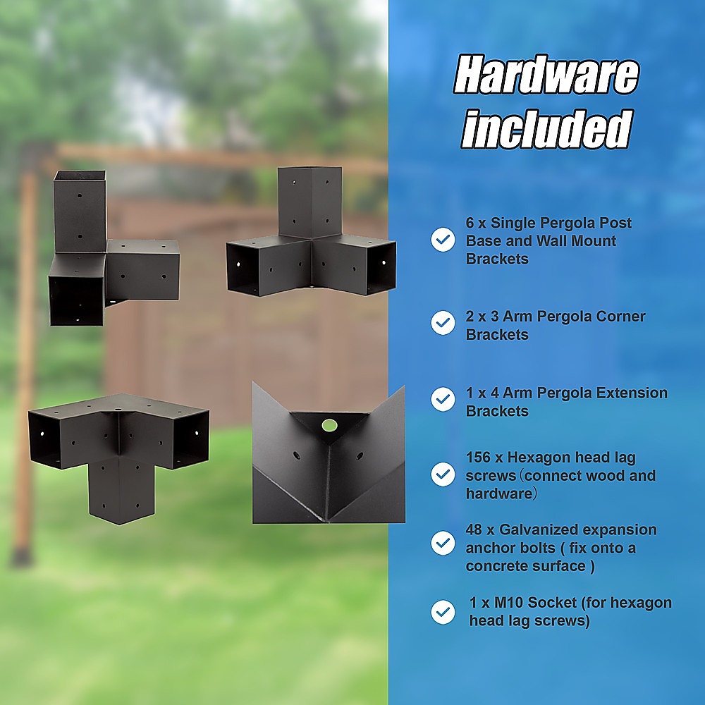 Canopies & Gazebos: Roof Pergola Gazebo Shed Matte Black Steel Brackets DIY Kits