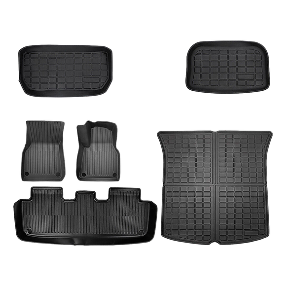 6 piece Tesla Model Y Floor Mats for Front and Rear Trunk Front Passenger and Driver Side