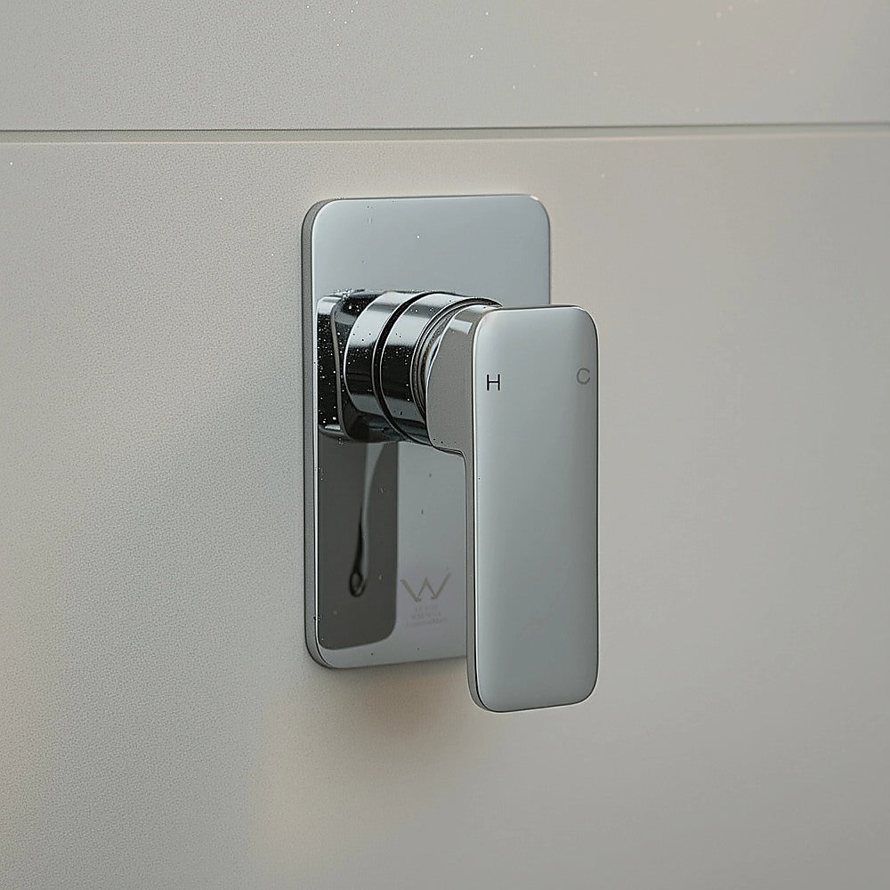 Single Square Shower Bath Mixer Tap Bathroom WATERMARK Approved in Chrome