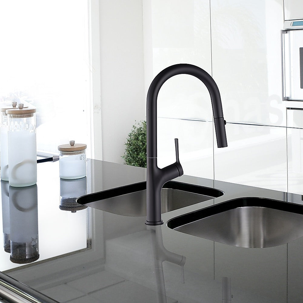 Tap & Sink Accessories: Kitchen Laundry Bathroom Basin Sink Pull Out Mixer Tap Faucet in Black