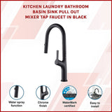 Tap & Sink Accessories: Kitchen Laundry Bathroom Basin Sink Pull Out Mixer Tap Faucet in Black