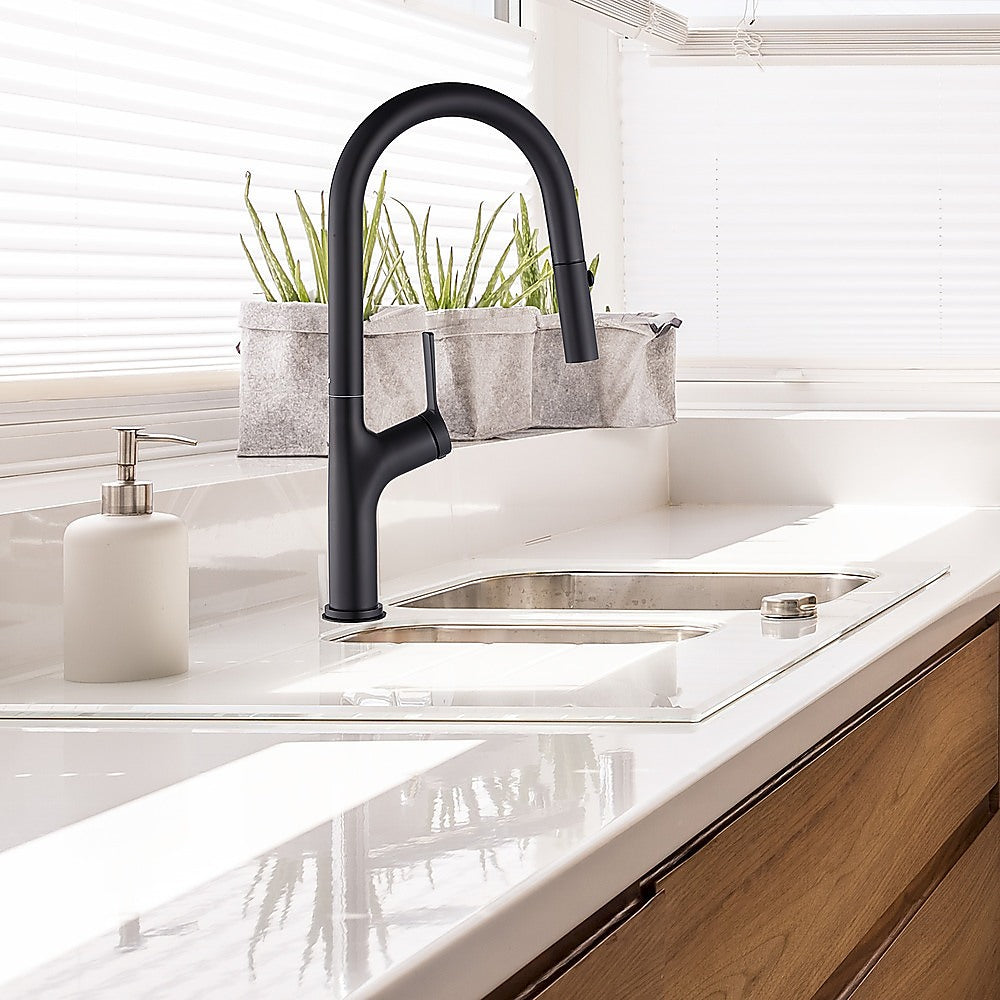 Tap & Sink Accessories: Kitchen Laundry Bathroom Basin Sink Pull Out Mixer Tap Faucet in Black