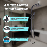 WELS 10" Rain Shower Head Set Square Dual Heads High Pressure with Handheld in Black