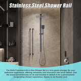 WELS 10" Rain Shower Head Set Square Dual Heads High Pressure with Handheld in Black