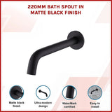 220mm Bath Spout in Matte Black Finish