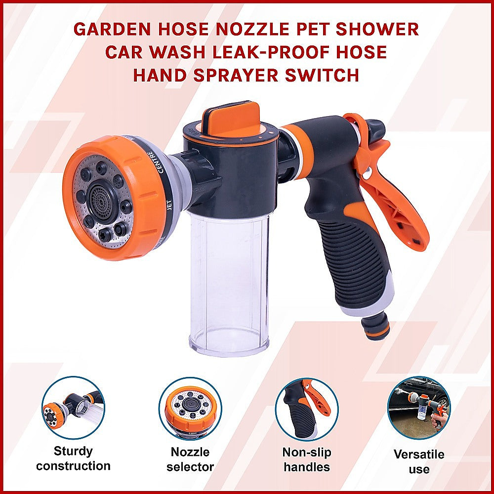 Gardening Accessories: Garden Hose Nozzle Pet Shower Car Wash Leak-Proof Hose Hand Sprayer Switch