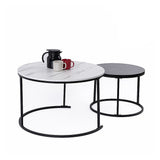 Coffee Tables: Set of 2 Coffee Table Round Marble Nesting Side End Table Furniture
