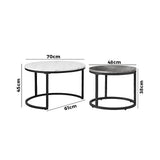 Coffee Tables: Set of 2 Coffee Table Round Marble Nesting Side End Table Furniture