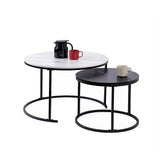Coffee Tables: Set of 2 Coffee Table Round Marble Nesting Side End Table Furniture