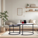 Coffee Tables: Set of 2 Coffee Table Round Marble Nesting Side End Table Furniture