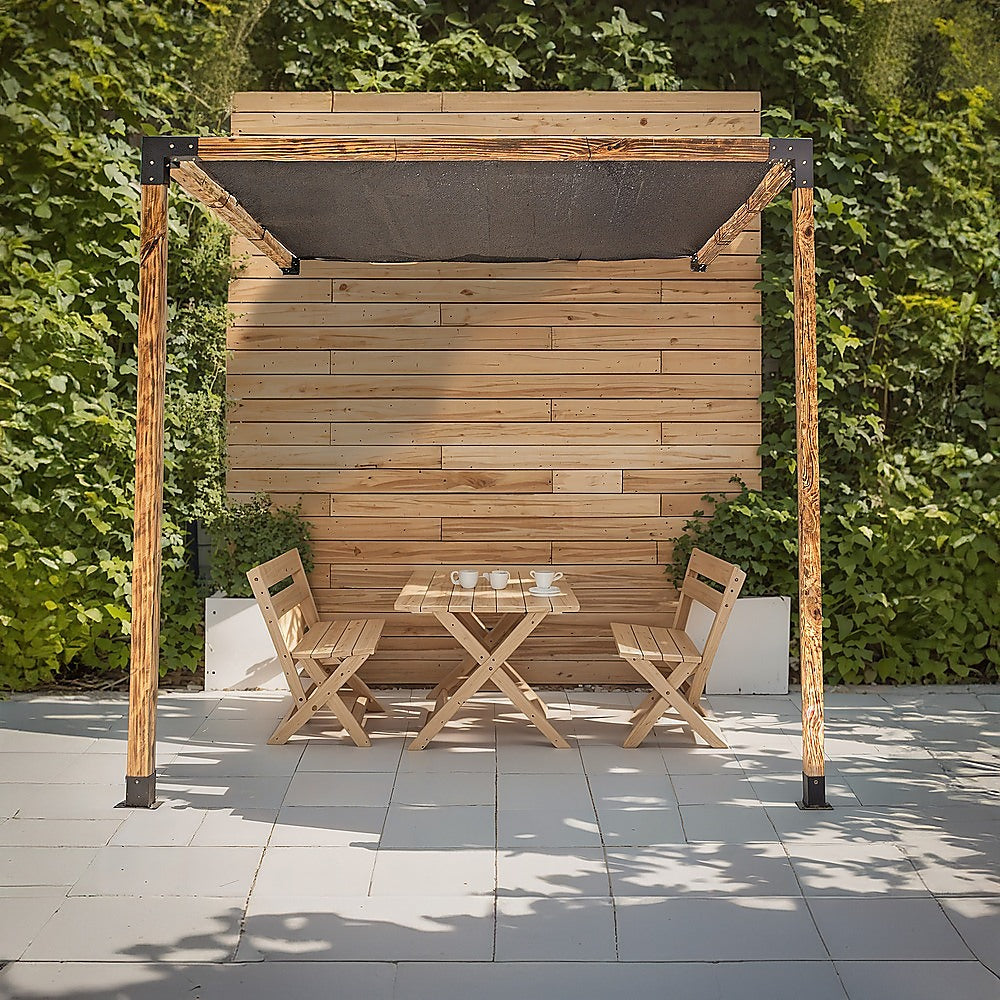 Canopies & Gazebos: Roof Pergola Gazebo Shed Matte Black Steel Brackets and Black Screen DIY Kits