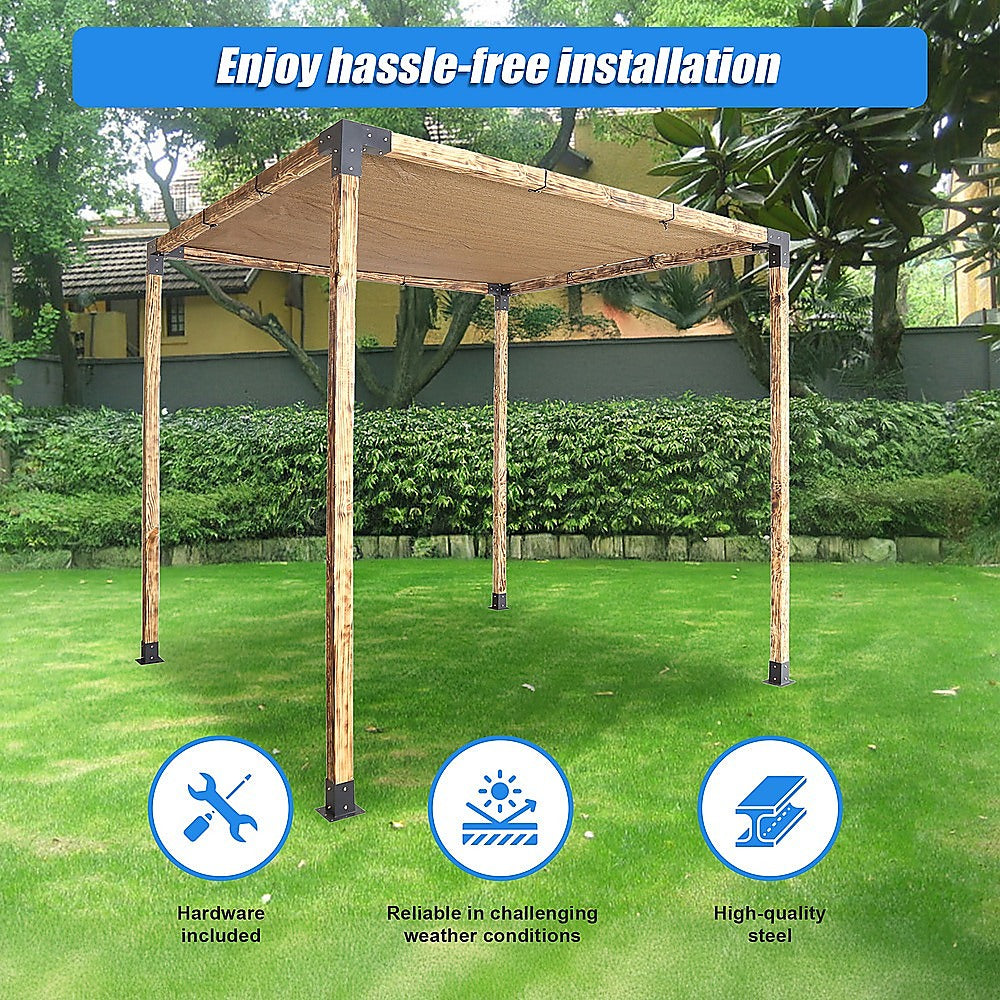 Canopies & Gazebos: Roof Pergola Gazebo Shed Matte Black Steel Brackets and Black Screen DIY Kits