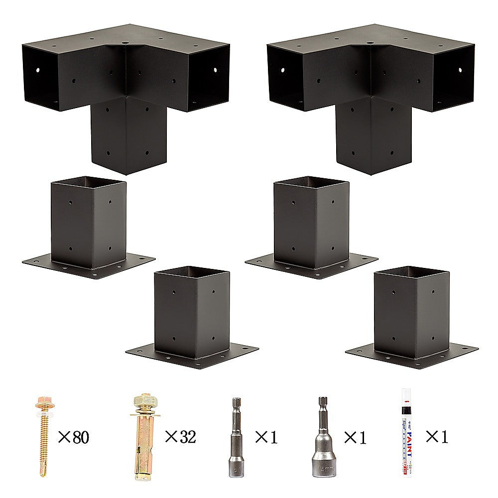 Canopies & Gazebos: Roof Pergola Gazebo Shed Matte Black Steel Brackets and Black Screen DIY Kits
