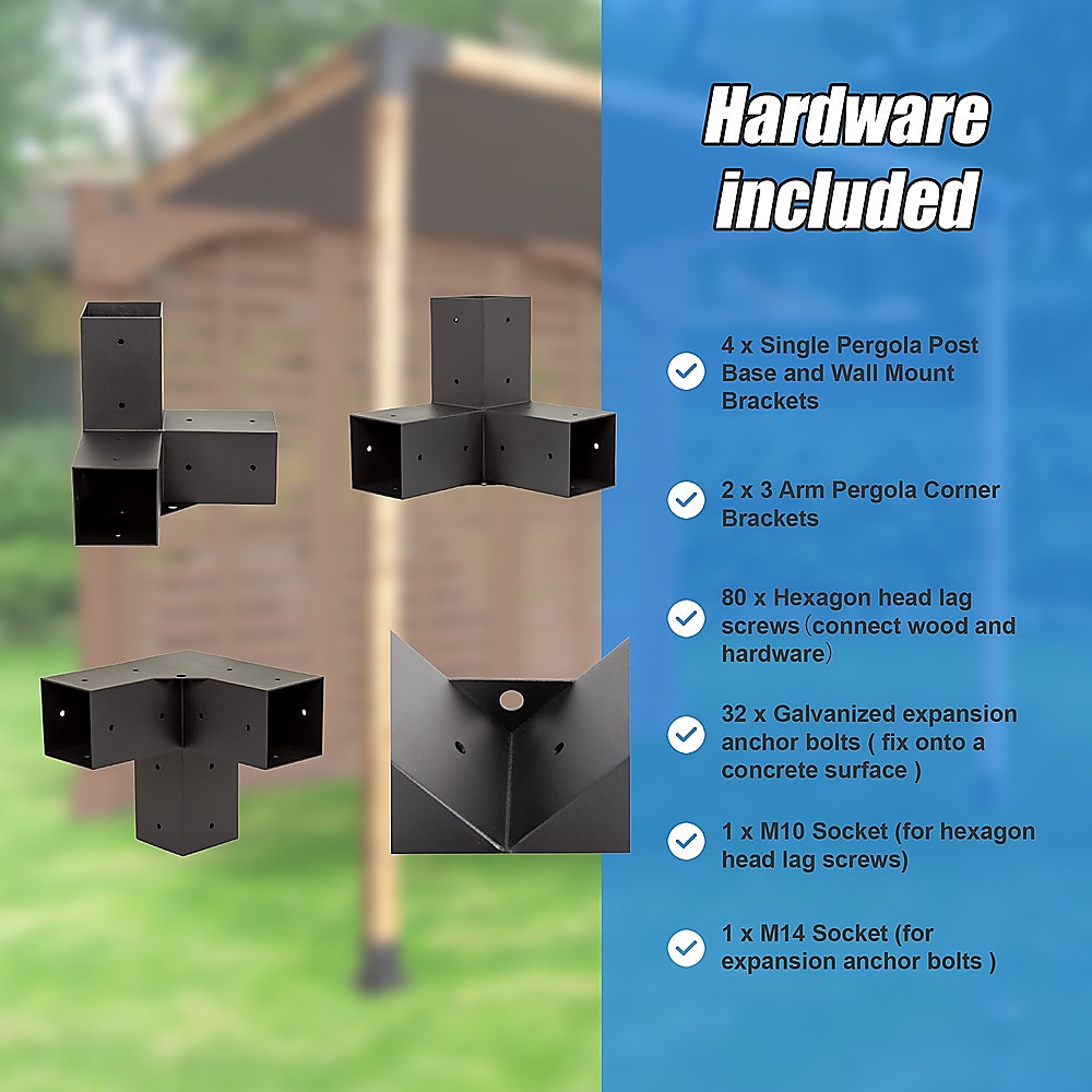 Canopies & Gazebos: Roof Pergola Gazebo Shed Matte Black Steel Brackets and Black Screen DIY Kits