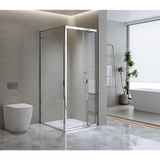 Shower Heads & Screens: 40mm Adjustable Contemporary Corner Sliding Chrome Shower Screen 120x92cm
