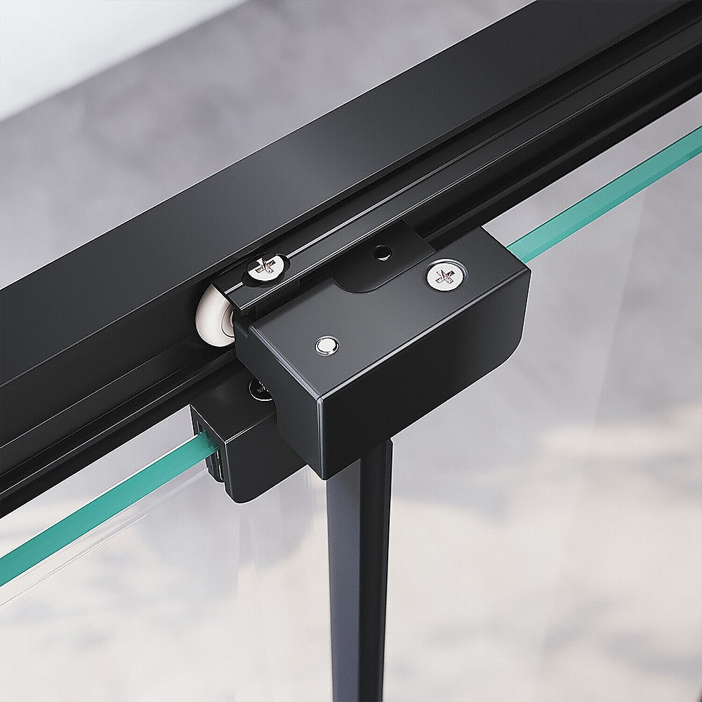 Shower Heads & Screens: 40mm Adjustable Contemporary Corner Sliding Black Shower Screen 86x92cm