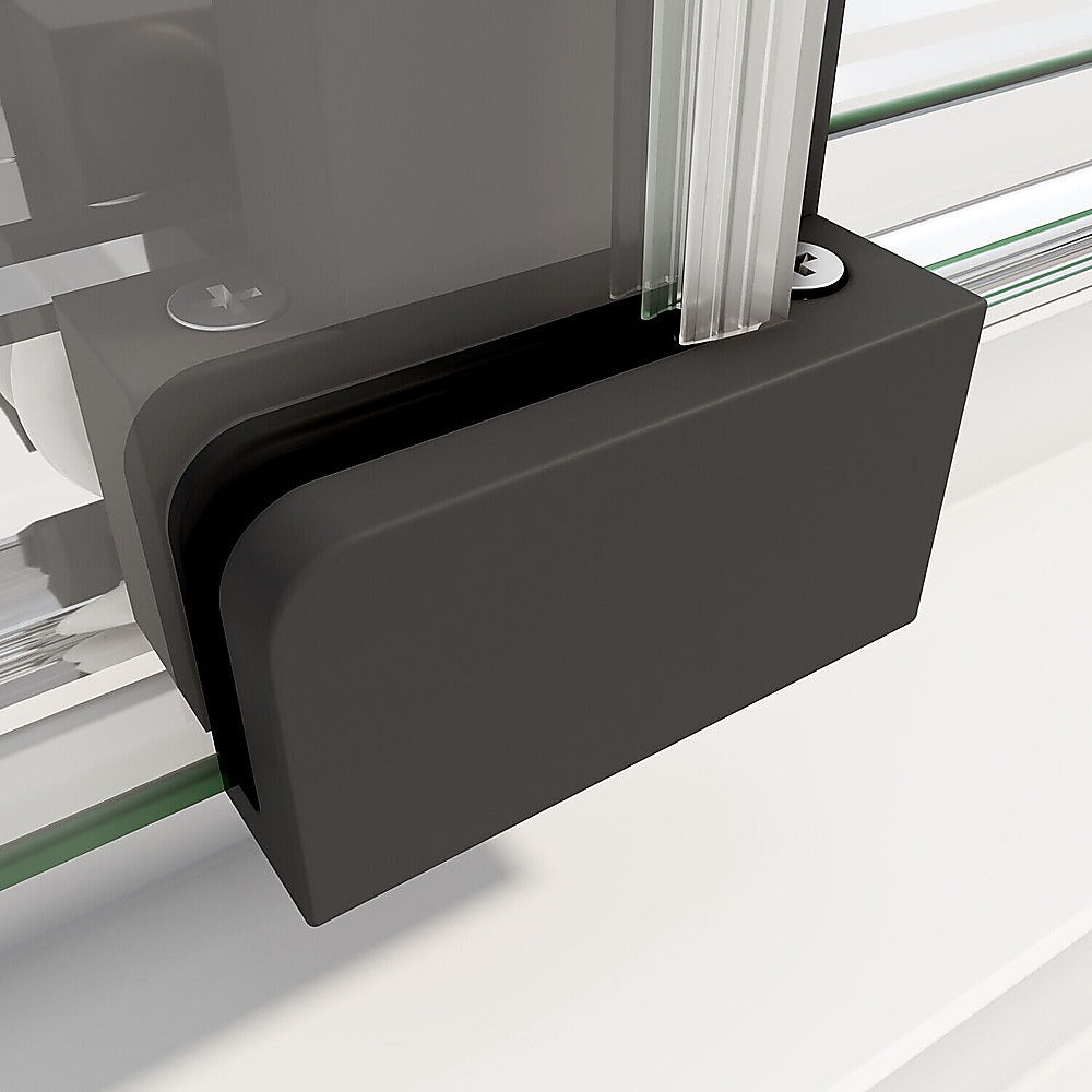 Shower Heads & Screens: 40mm Adjustable Contemporary Corner Sliding Black Shower Screen 86x92cm