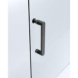 Shower Heads & Screens: 40mm Adjustable Contemporary Corner Sliding Black Shower Screen 90x92cm