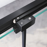 Shower Heads & Screens: 40mm Adjustable Contemporary Corner Sliding Black Shower Screen 90x92cm