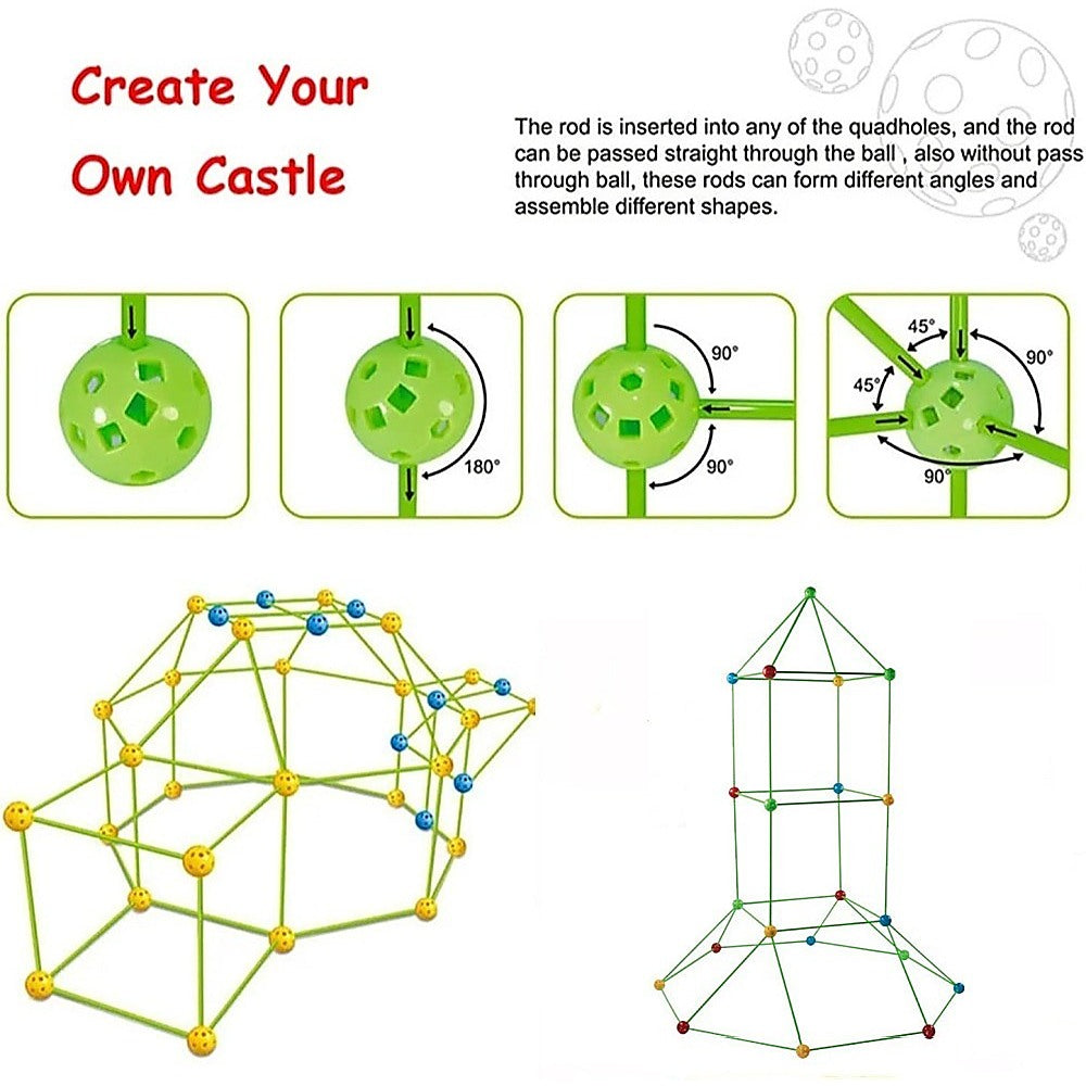 Activity Toys: 217pcs Kids Construction Fort Building Kit Castles 3D Play House Tent Toys