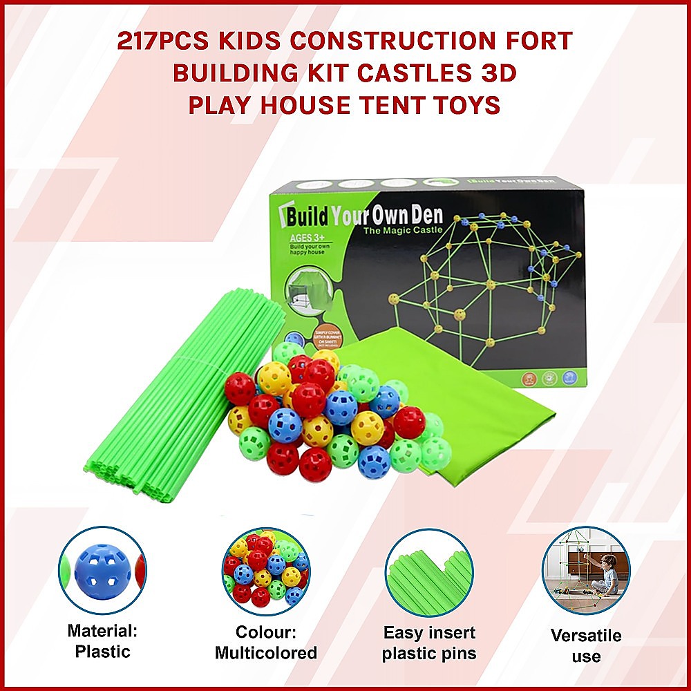 Activity Toys: 217pcs Kids Construction Fort Building Kit Castles 3D Play House Tent Toys