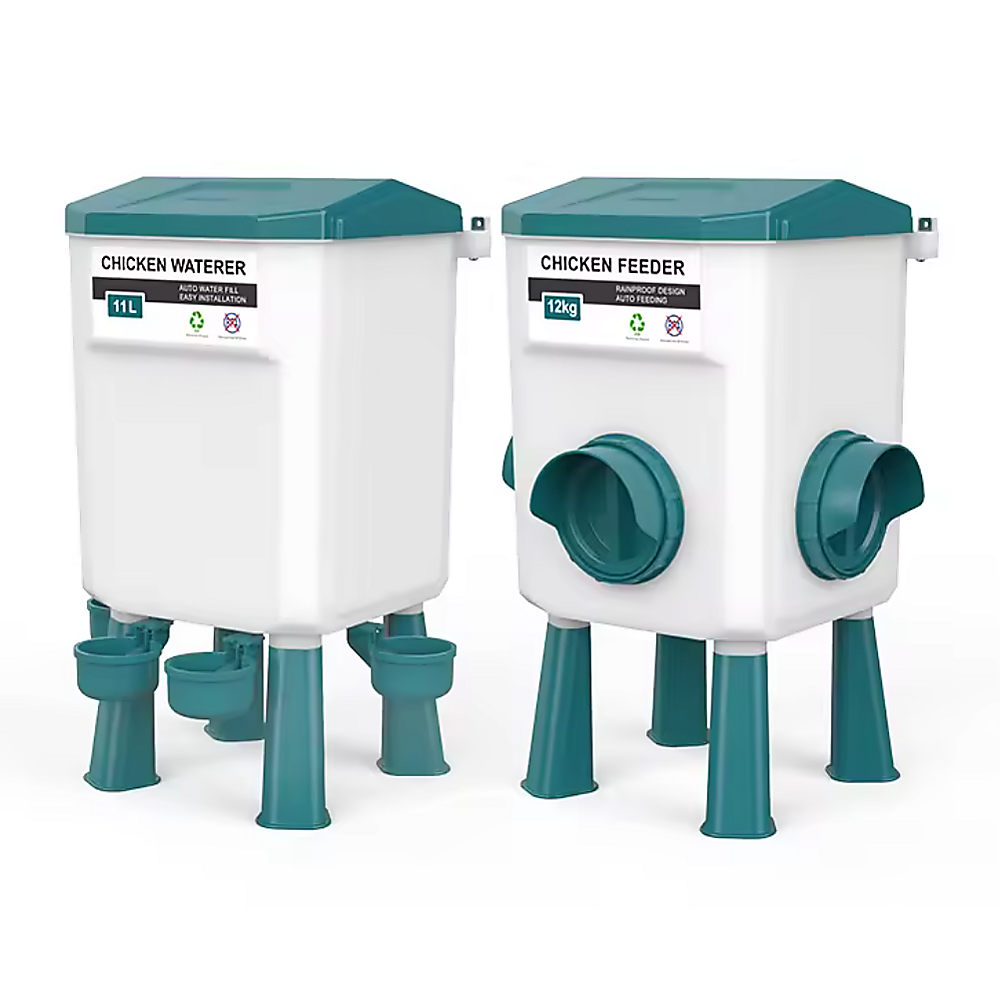 Pet Grooming Supplies: Chicken Feeder Water Food Treadle Poultry Feeding 12KG Large Capacity 11L
