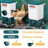 Pet Grooming Supplies: Chicken Feeder Water Food Treadle Poultry Feeding 12KG Large Capacity 11L
