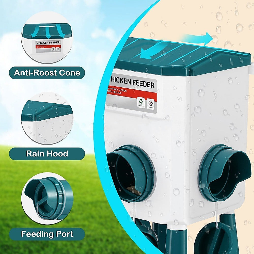 Pet Grooming Supplies: Chicken Feeder Water Food Treadle Poultry Feeding 12KG Large Capacity 11L