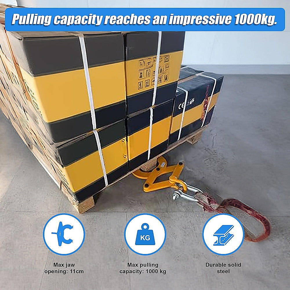 Masonry Tools: Steel Single Scissor Pallet Puller Clamp 1 Ton Capacity Pallet Grabber