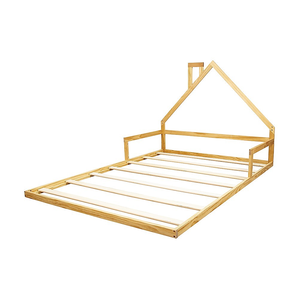 Beds & Bed Frames: Pine Wood Floor Bed House Frame for Kids and Toddlers
