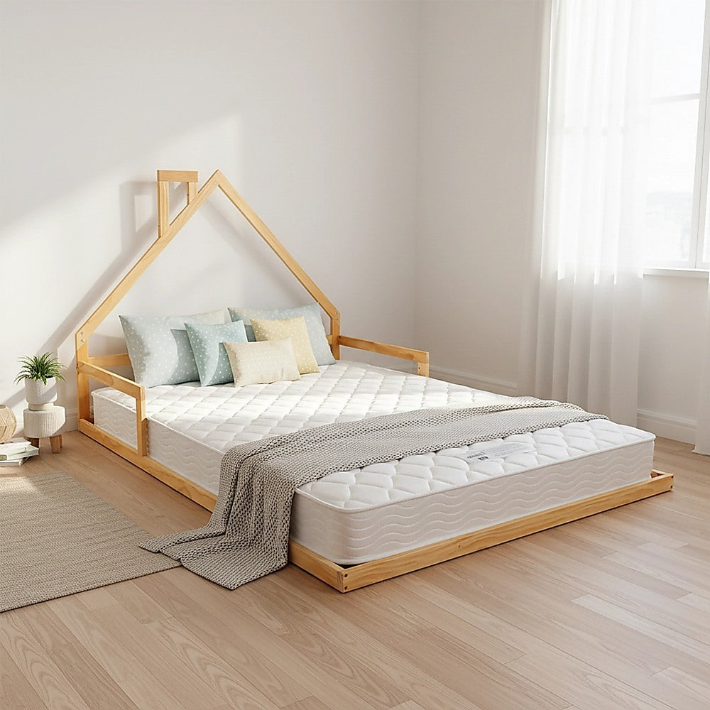 Beds & Bed Frames: Pine Wood Floor Bed House Frame for Kids and Toddlers