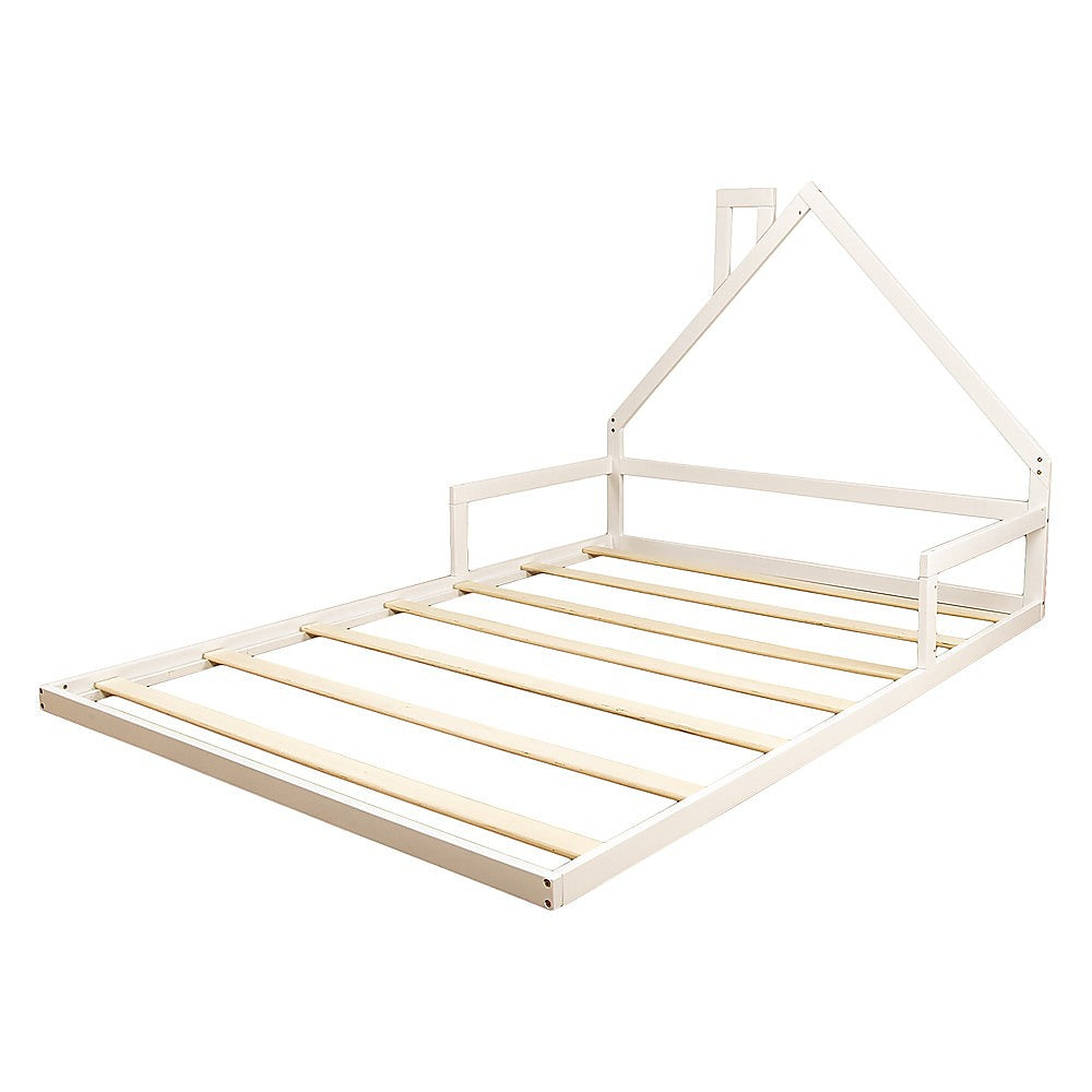 Beds & Bed Frames: Pine Wood Floor Bed House Frame for Kids and Toddlers