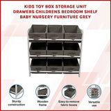 Storage Boxes: Kids Toy Box Storage Unit Drawers Childrens Bedroom Shelf Baby Nursery Furniture Grey