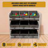 Storage Boxes: Kids Toy Box Storage Unit Drawers Childrens Bedroom Shelf Baby Nursery Furniture Grey