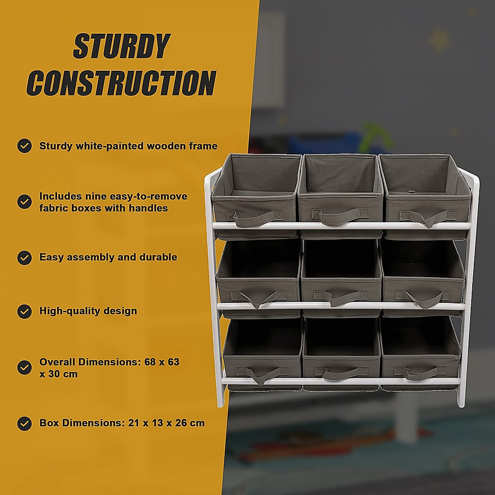 Storage Boxes: Kids Toy Box Storage Unit Drawers Childrens Bedroom Shelf Baby Nursery Furniture Grey