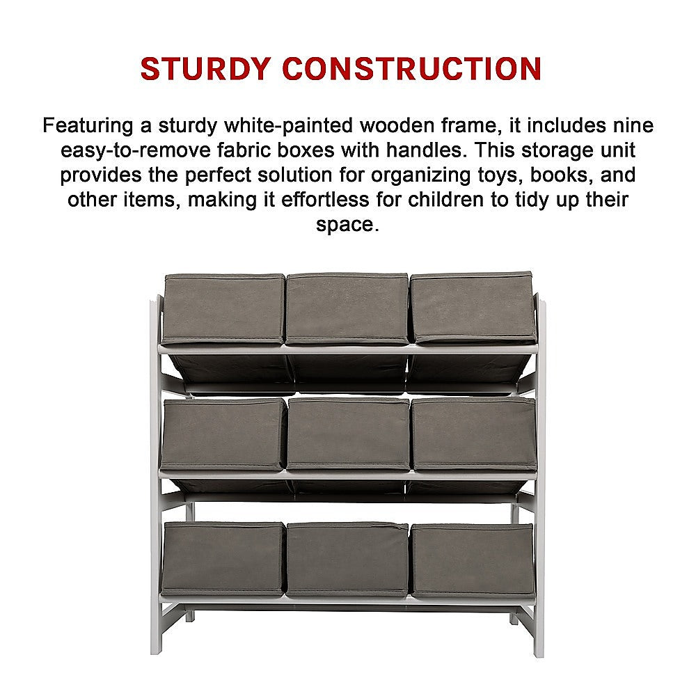 Storage Boxes: Kids Toy Box Storage Unit Drawers Childrens Bedroom Shelf Baby Nursery Furniture Grey