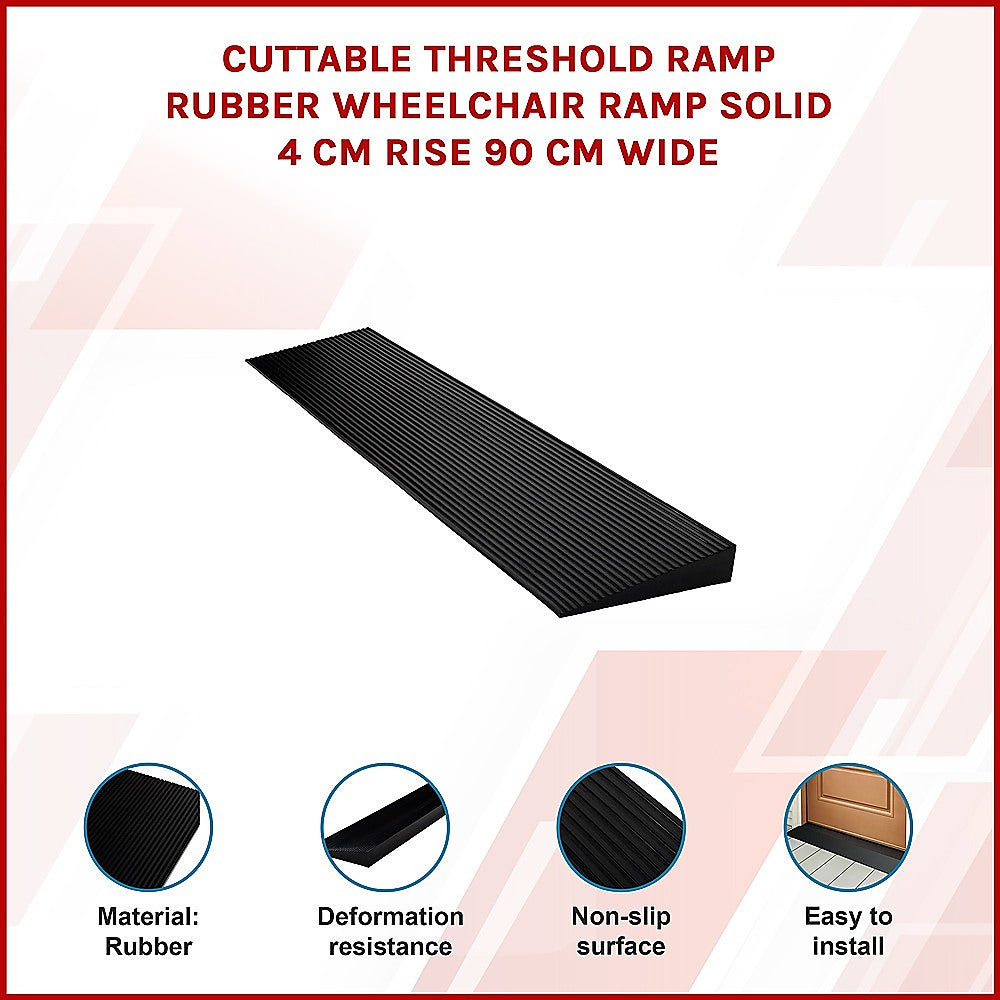 Masonry Tools: Cuttable Threshold Ramp Rubber Wheelchair Ramp Solid 4 cm Rise 90 cm Wide
