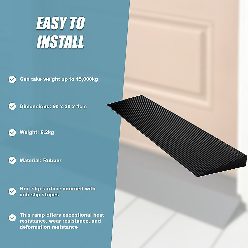 Masonry Tools: Cuttable Threshold Ramp Rubber Wheelchair Ramp Solid 4 cm Rise 90 cm Wide