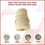 Arts & Crafts: Sisal Rope Natural Jute Hemp Manila Twine Cord 5mm*100m