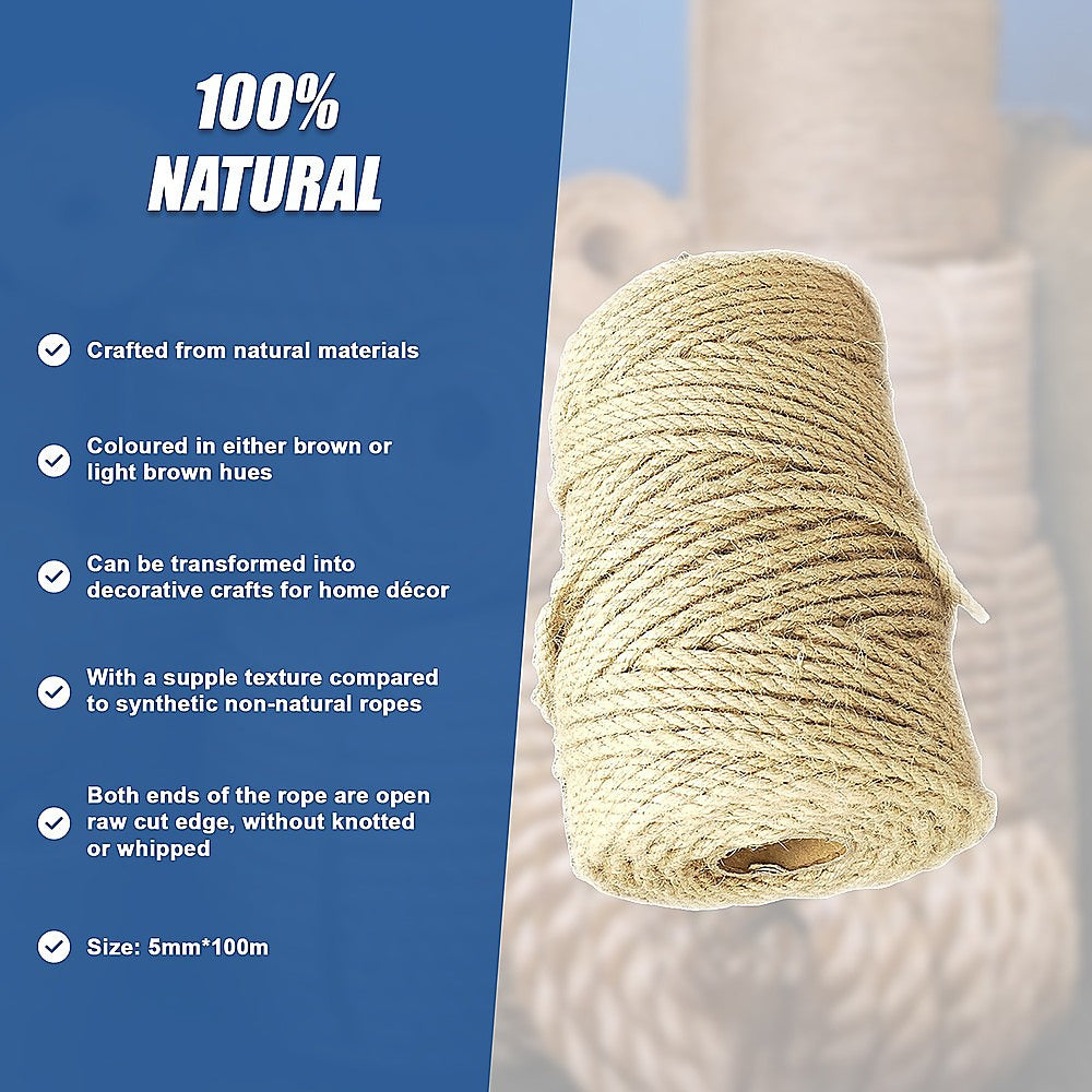 Arts & Crafts: Sisal Rope Natural Jute Hemp Manila Twine Cord 5mm*100m