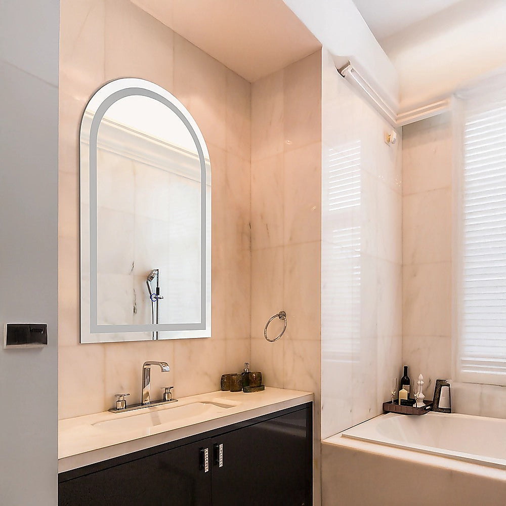 Mirrors: Arched LED Wall Mirror Bathroom Mirrors Makeup Anti-fog 600mm x 1000mm
