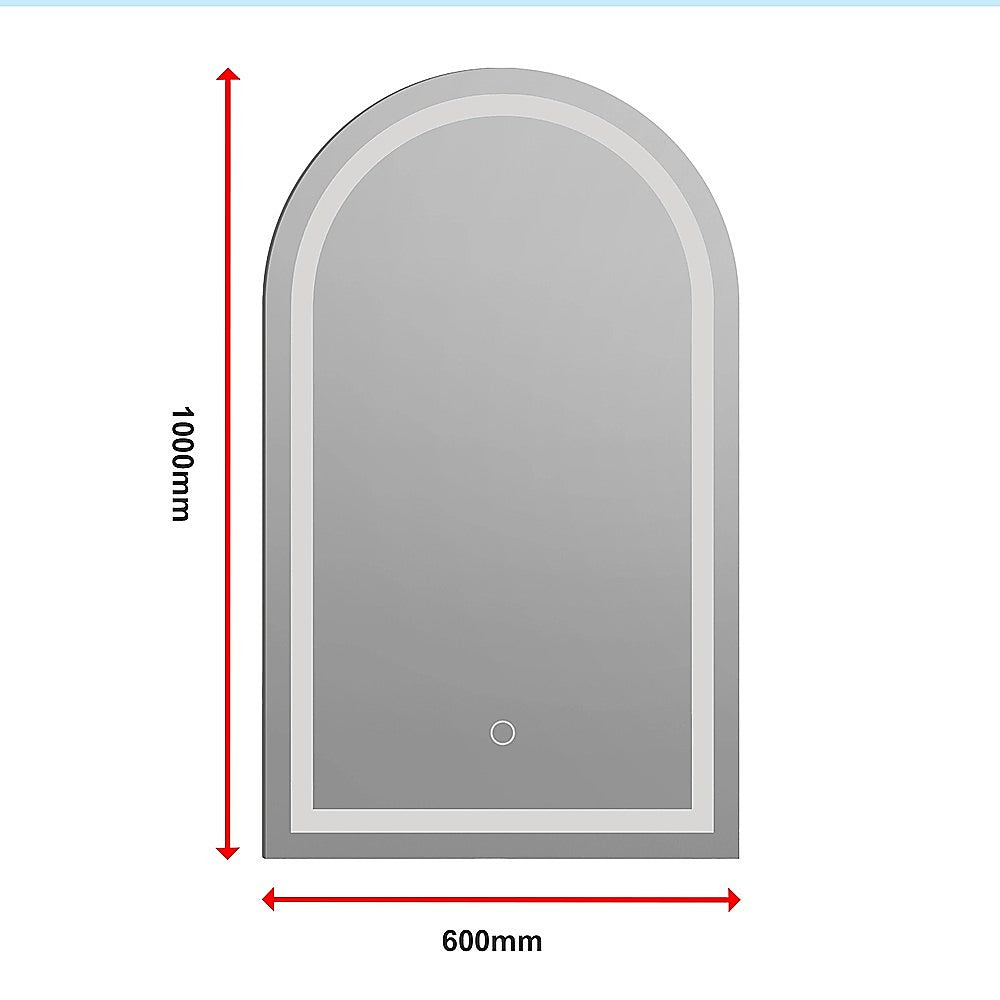 Mirrors: Arched LED Wall Mirror Bathroom Mirrors Makeup Anti-fog 600mm x 1000mm