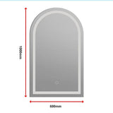 Mirrors: Arched LED Wall Mirror Bathroom Mirrors Makeup Anti-fog 600mm x 1000mm