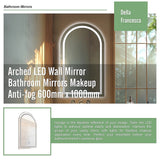 Mirrors: Arched LED Wall Mirror Bathroom Mirrors Makeup Anti-fog 600mm x 1000mm