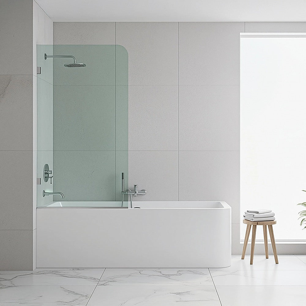 Shower Heads & Screens: 70cm Frameless Glass Bath Screen with Wall U-Bracket - White