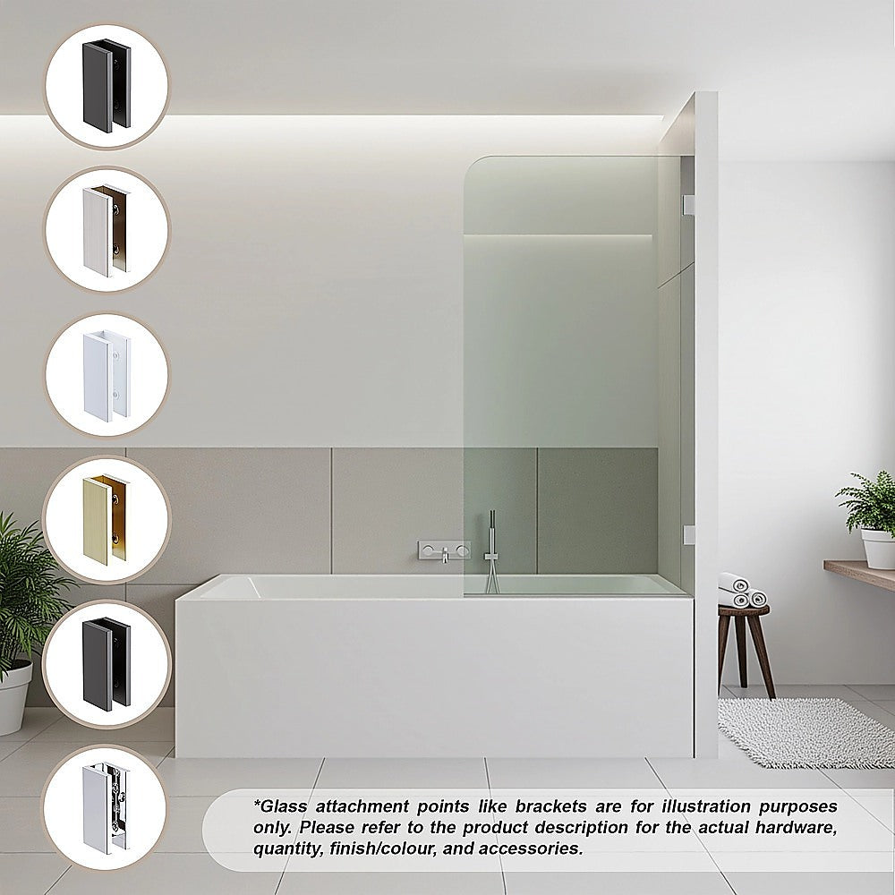 Shower Heads & Screens: 70cm Frameless Glass Bath Screen with Wall U-Bracket - White