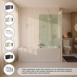 120cm Frameless Glass Bath Screen with Stainless Steel Brackets - Chrome